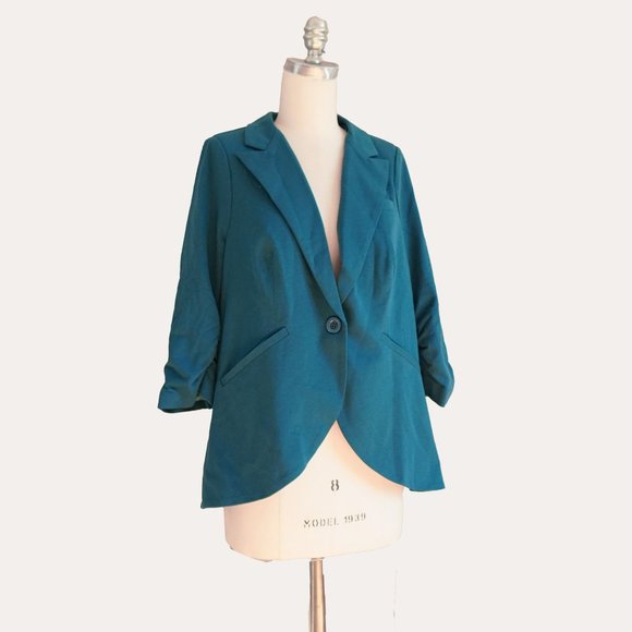 ModCloth 1X Blue Cloth Blazer - Picture 3 of 6